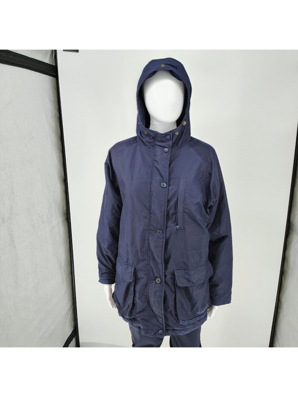 Timberland Womens Navy Hooded Relaxed Fit Insulated Jacket (Size Small) *Flaws*